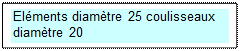 Zone de Texte: Elments diamtre 25 coulisseaux diamtre 20